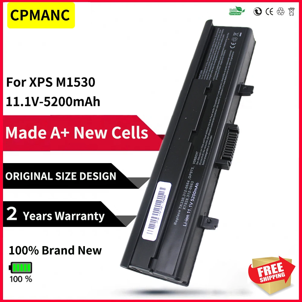 Аккумуляторная батарея CPMANC 6 ячеек для ноутбука XPS M1530 0RN887 0RU028 0T330 0TK330/362/363 0TX363 0XT816/827/828