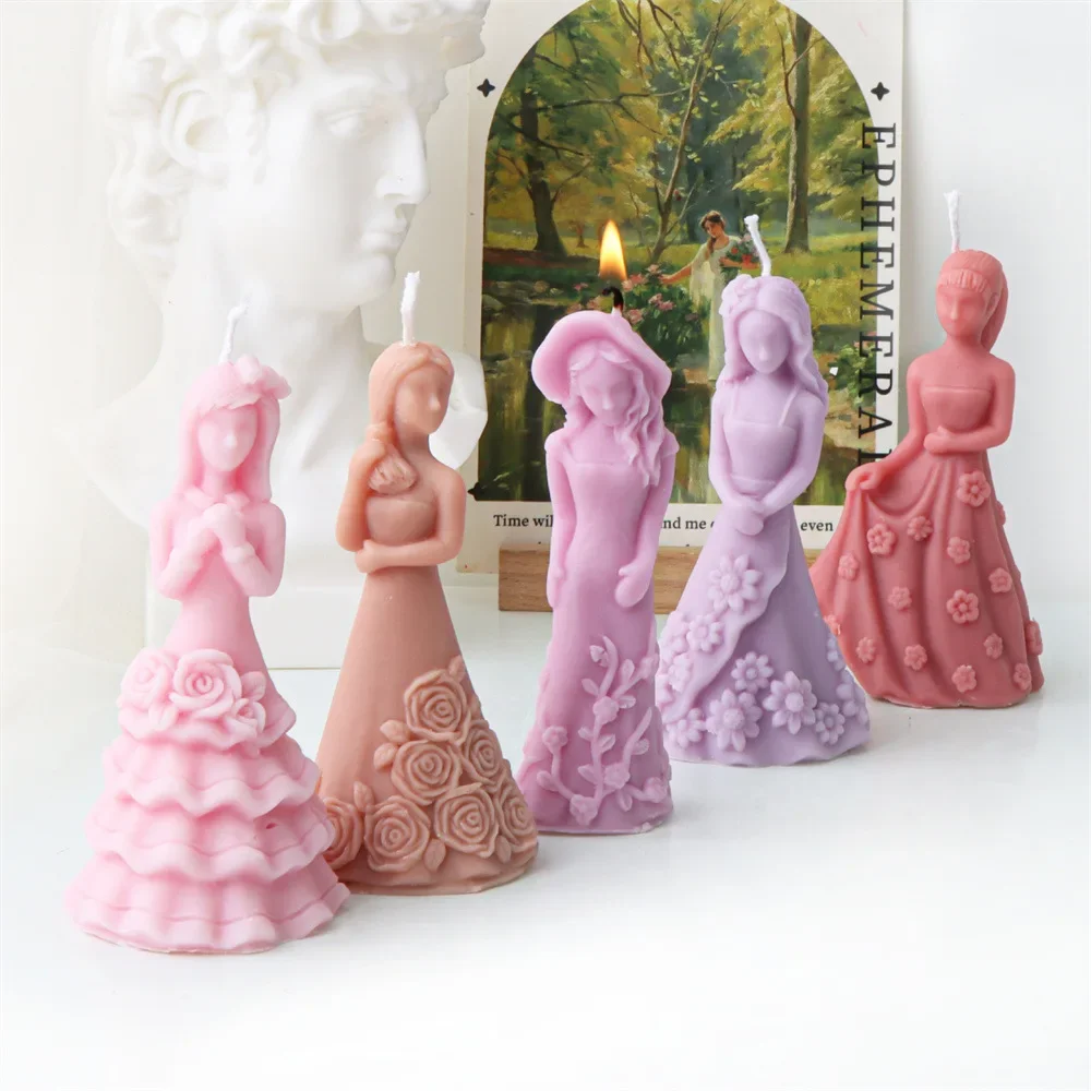 Свадебное платье цветочная юбка силиконовая форма для свечей девочек ангелов