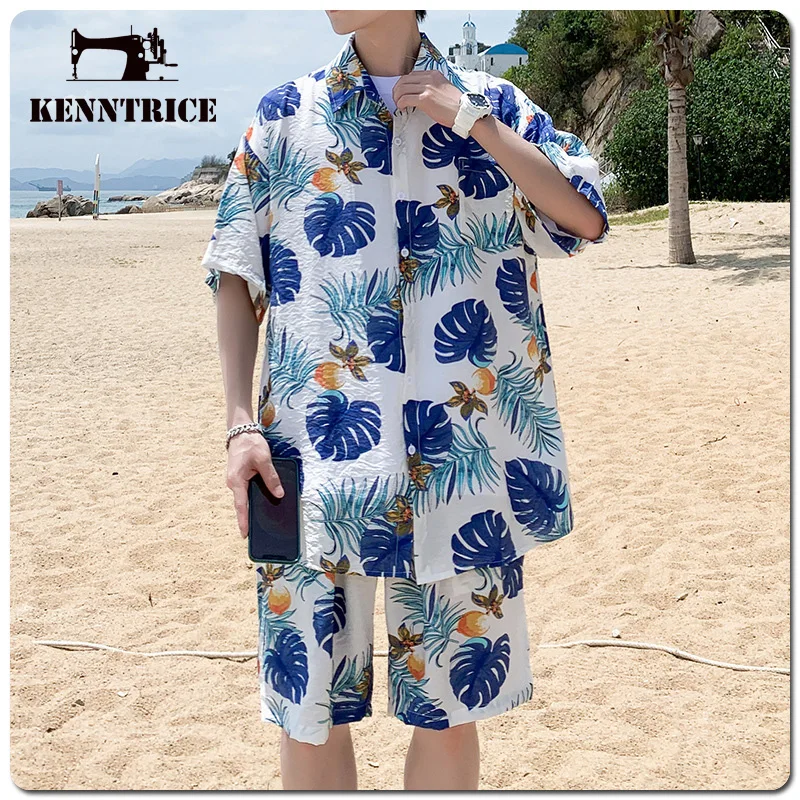 

Kenntrice Summer Vacation Sets Fashion Casual Two-Piece Short Sleeve Beach Hawaiian Men'S Shirts Shorts Outdoor Suits For Man