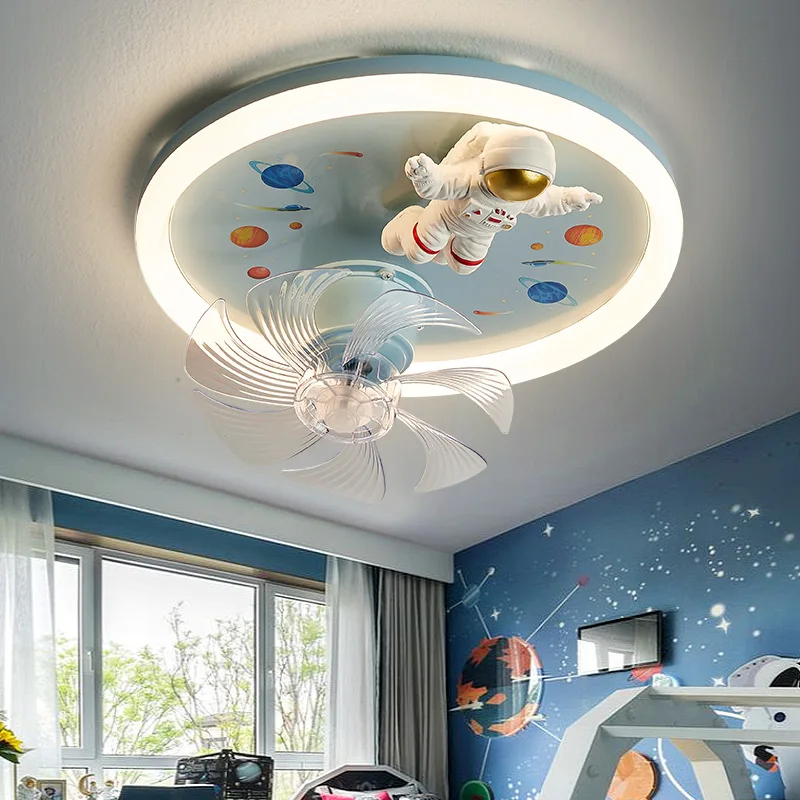 

Boys' bedroom ceiling mounted fan light shaking head LED children's room astronaut intelligent fan lamp lighting fixture