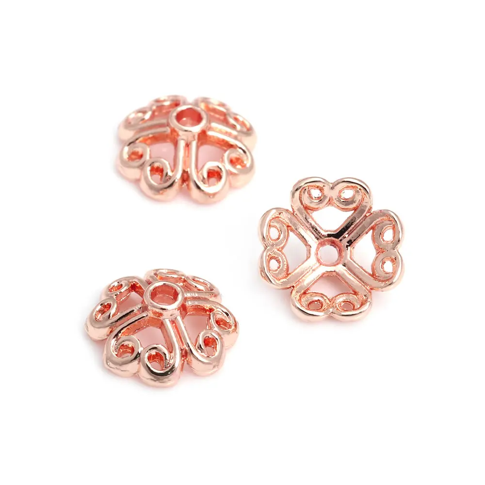 50 шт. 18-каратное золото латунь цветок лист дерева круглые бусины колпачки для