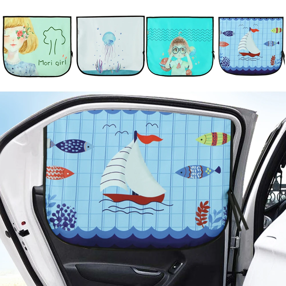 

60x45cm Car Sun Shade UV Protection Magnetic Cute Cartoon Cover Side Window Sunshade Curtain Universal for Baby Kids Car Styling