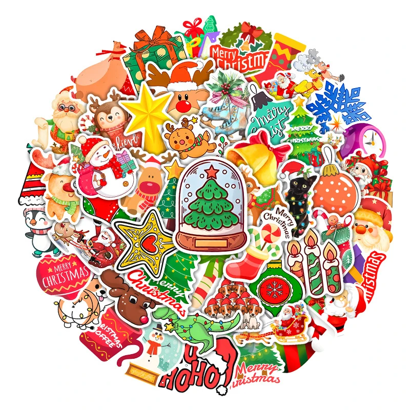 

50PCS Cartoon Graffiti Waterproof Stickers Christmas DIY Bicycle Backpack Suitcase Phone Case Decor Decals