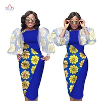 african dress for women dashiki africa clothing bazin knee length lantern sleeve robe plus size print ladies clothes wy1227