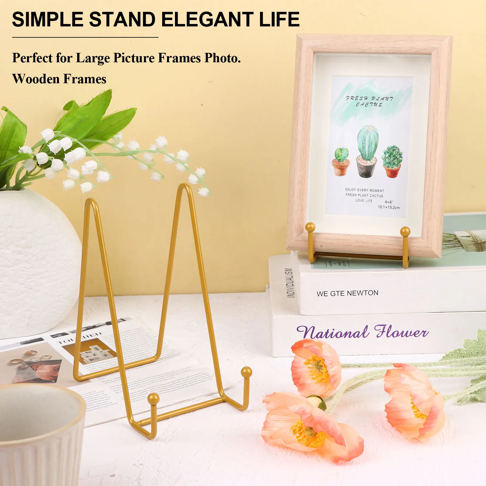 

12 Pack 4 inch/6 inch N-type Iron Plate Holders Durable Elegant Design Easel Display Frame Holder Plate Home Office for Decor