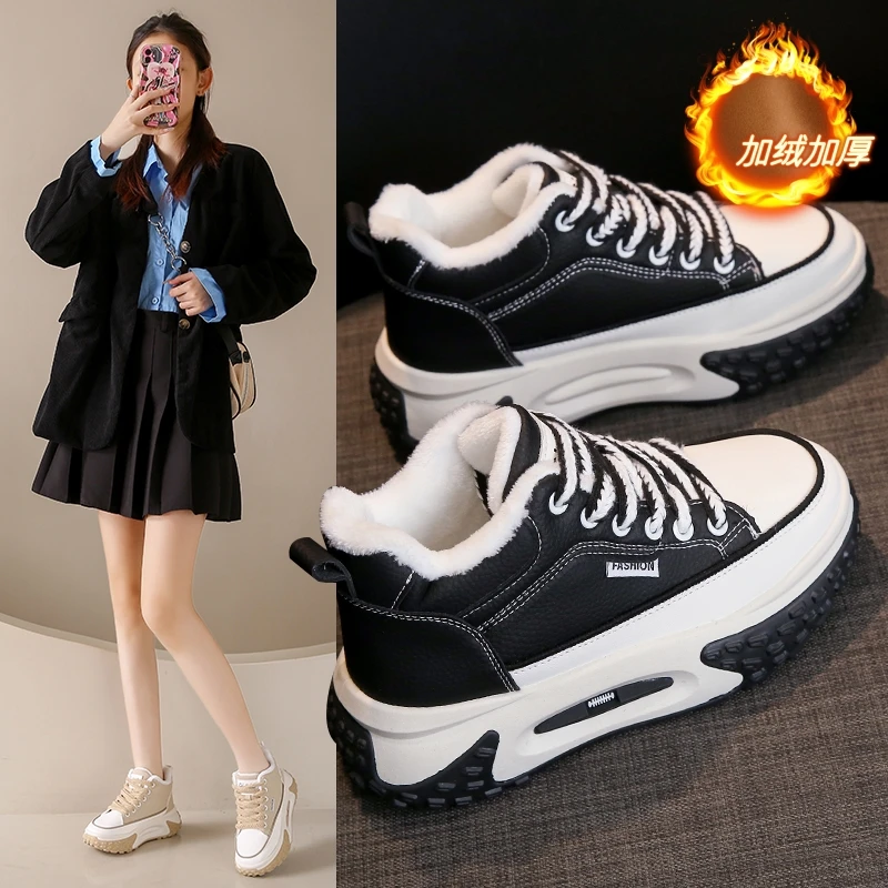 

2023 women sports shoes non-slip soft thick sole winter new middle help add fleece casual waterproo Deslgners Lady Girl