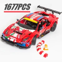 fit 42125 1677pcs technical series super race car 488 model building blocks bricks diy kid toys christmas gift