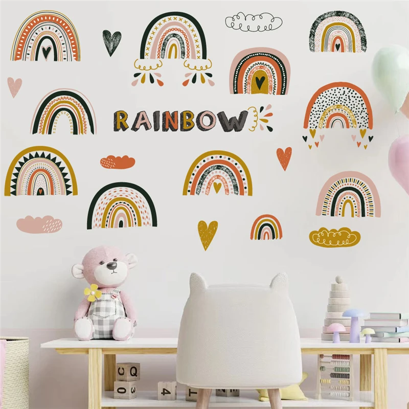 Красивые радужные наклейки на стену для детской комнаты спальни украшение дома