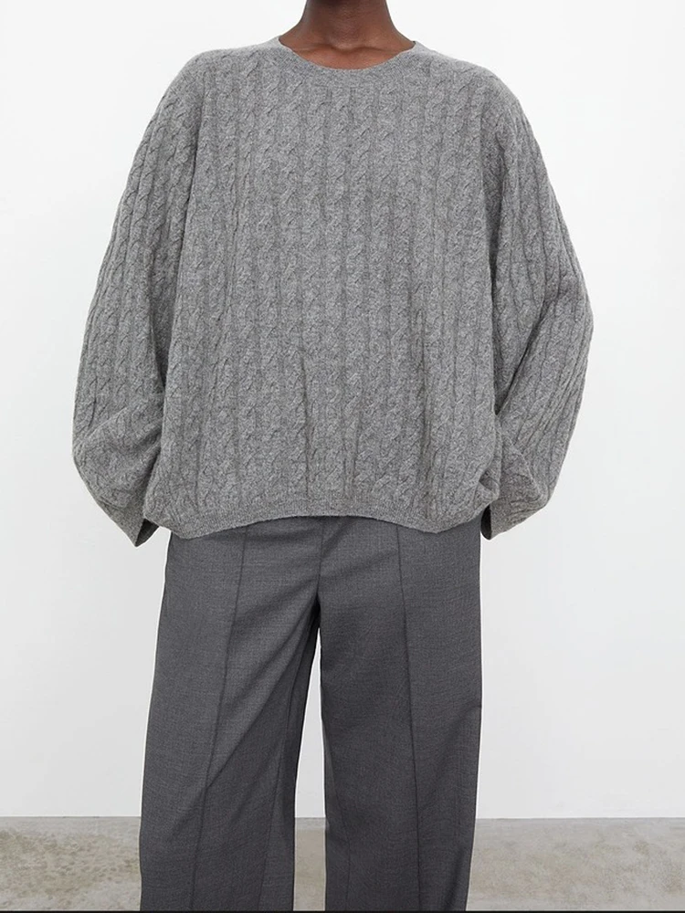 

Women Sweater Pile Twist Pullover Casual Jumper
