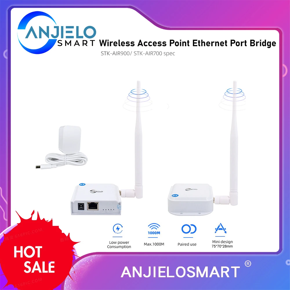 Enlarge 5MP 1000m Long Range Wireless Ethernet Transmitter Pack Wireless Access Point with Ethernet Port Bridge Kit Outdoor Connection