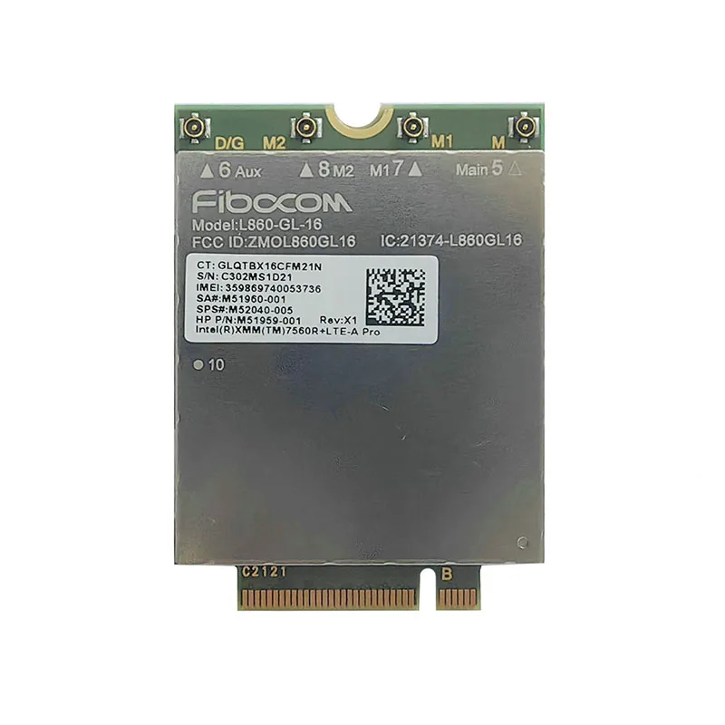 

Модуль Fibocom L860-GL-16 LTE Cat16 XMM 7560R+ LTE-A для ноутбука HP Elitebook 630 640 645 650 655 830 840 860 835 845 1040 G9 G10