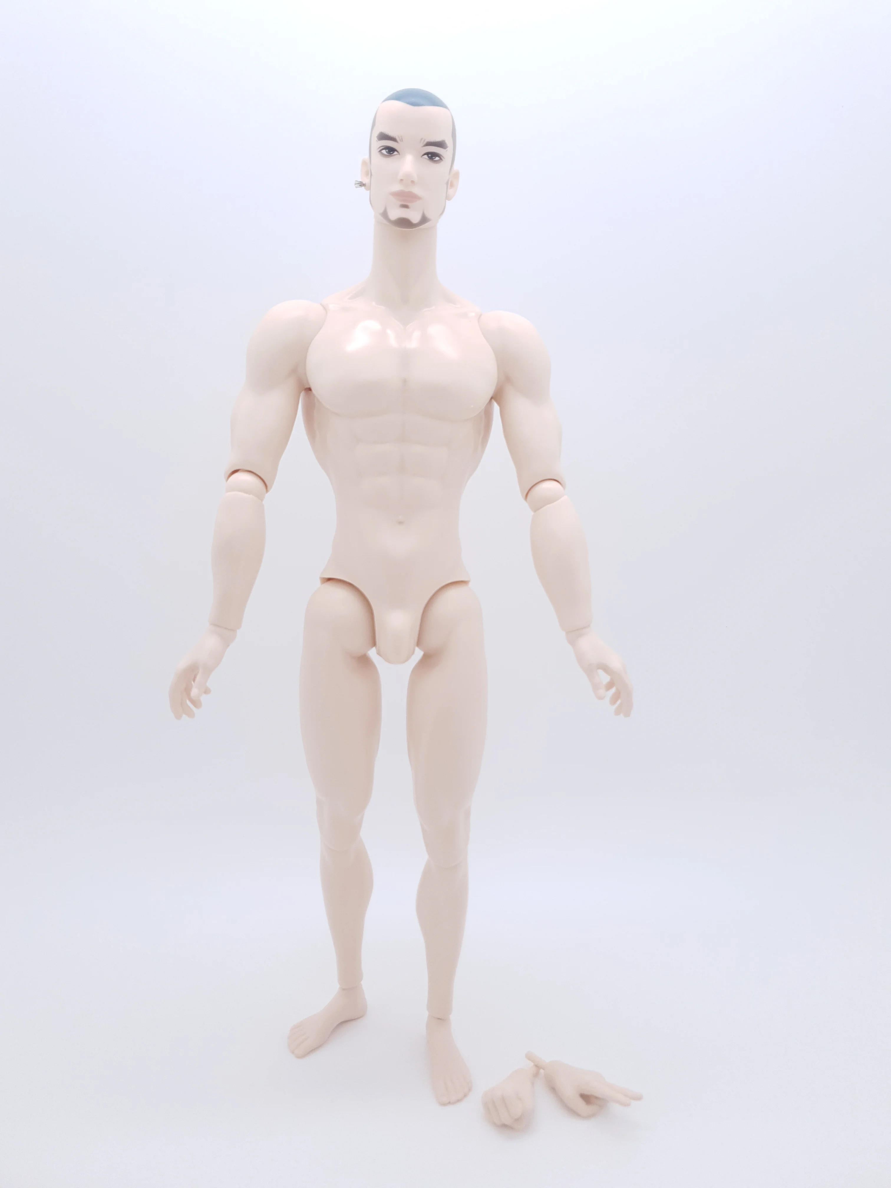 

1/6 Scale Fashion Muscle Male Doll Articulation Body Head Mannequin Display Stand White Skin OOAK