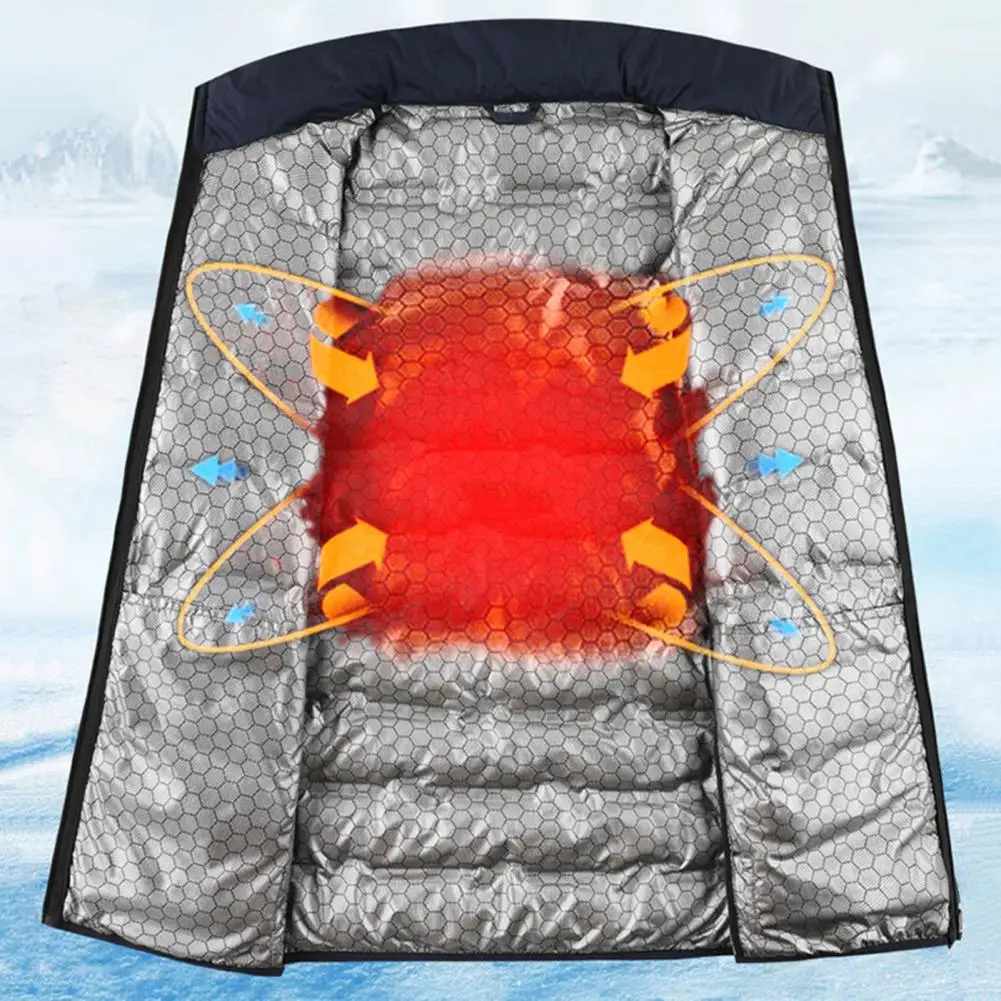 Мужской пуховик с термоизоляцией и воротником-стойкой белый утиный карманами на