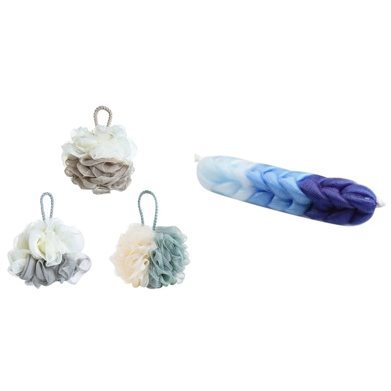 

1 шт., синяя щётка для ванной и 3 губки