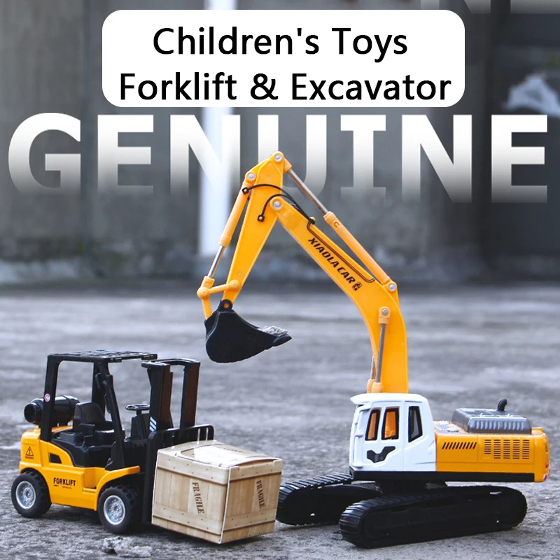 

Engineering Car Alloy Forklift Truck Excavator Bulldozer Model Vehicle Pull Back Car Children's Toys Boys Birthday Kids Gifts