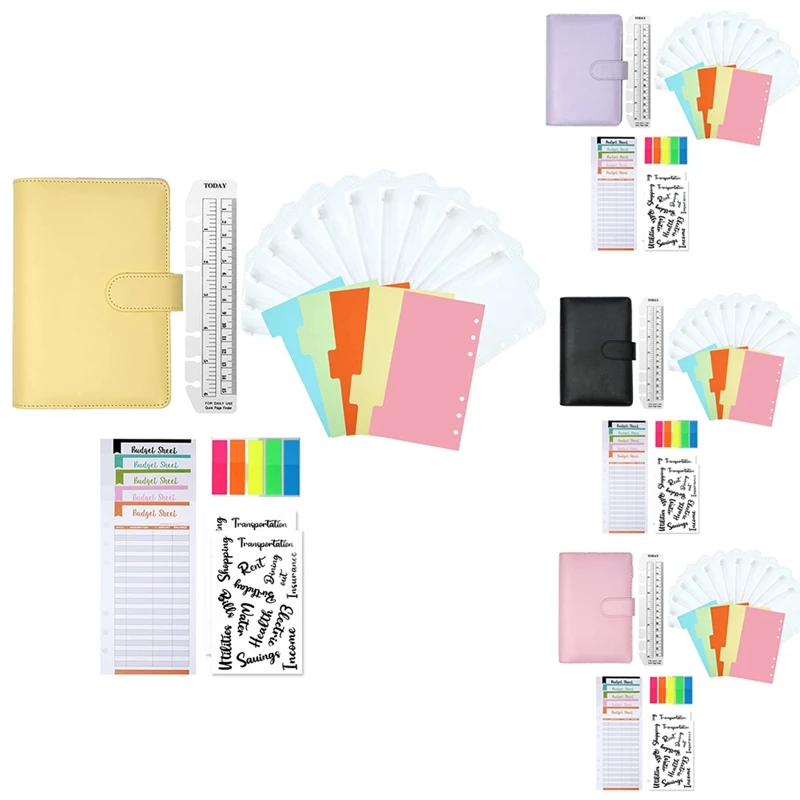 

34 Pieces A6 Ring Binder Notebook, Budget Planner, 6 Holes Budget Binder With Binder Pockets, Budget Sheets