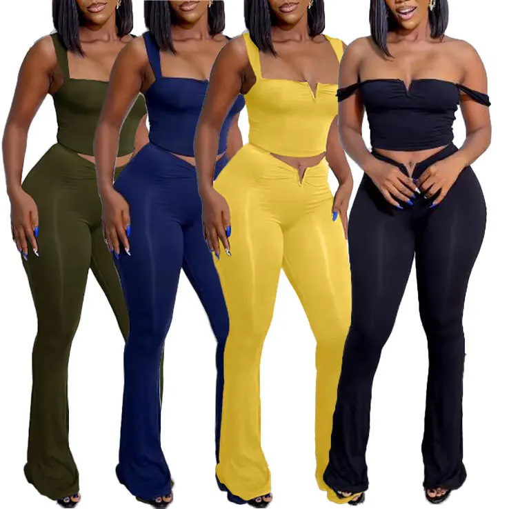 

Комплект женский летний из двух предметов, пикантный укороченный топ на бретелях с V-образным вырезом и узкие брюки-карандаш, уличная одежда, Y2K