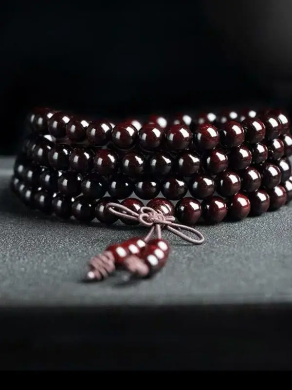 

SNQP Red sandalwood with small leaves, young men and women, Buddhist Prajna bracelet, Venus bracelet, agaric sandalwood beads, 1