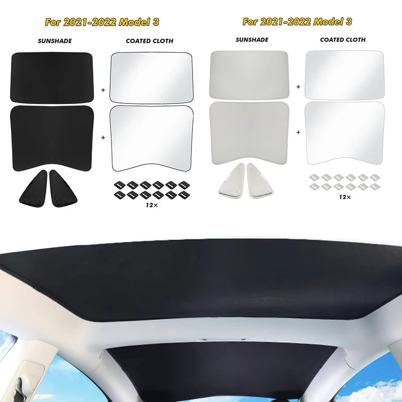

Sun Shades Glass Roof Sunshade for Tesla Model 3 2021 2022 Front Rear Sunroof Windshield Skylight Anti UV