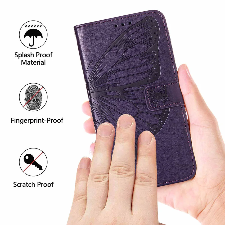 Etui Leather Wallet Flip Case For Xiaomi 11T 11 Lite Redmi A1 10C 10A 9 9A 9C 9T Note 10 Pro/10T/9 Butterfly Pattern Phone Cover