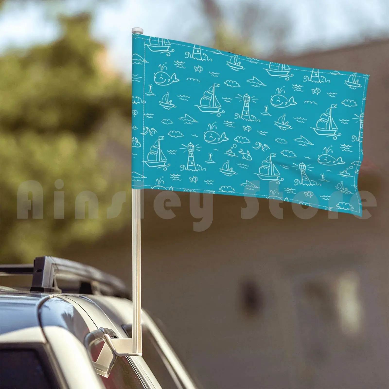 Флаг автомобиля флаг бретонская шляпа с голубым рисунком |