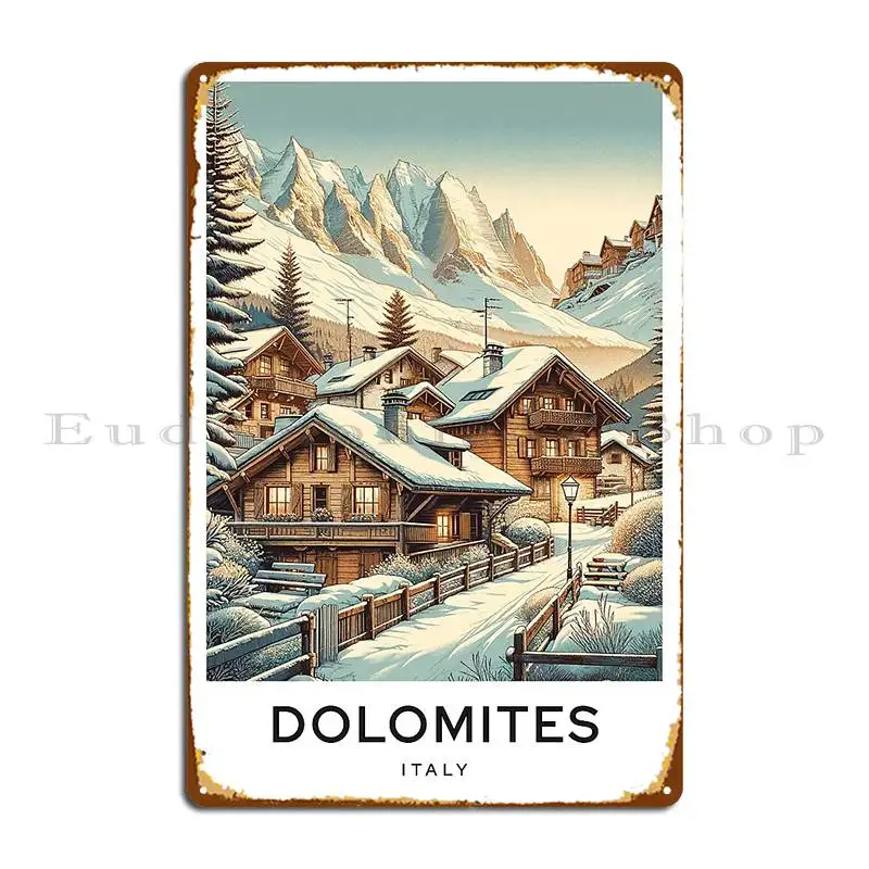 Доломиты Италия иллюстрация металлические знаки ржавый клуб кинотеатр