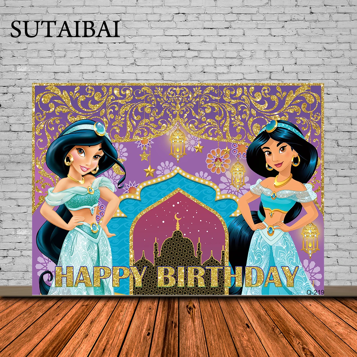 

Disney Aladdin Castle Jasmine Princess Backdrop Girls Birthday Party Photo Background Baby Shower Photocall Decoration Banner