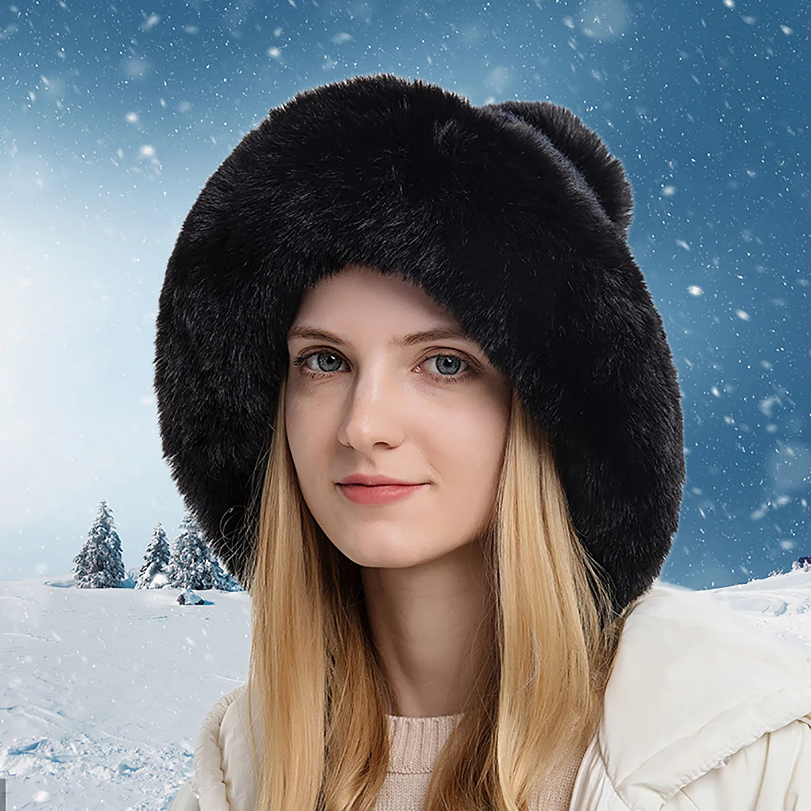 Женская утепленная шапка Cold Plus пуловер бархатная вязаная цветная с тремя теплыми