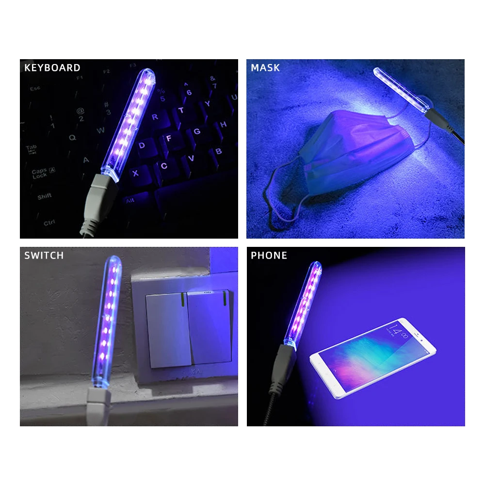 Мини-портативная 8-светодиодная Uva Usb-стерилизационная лампа 1 6 Вт