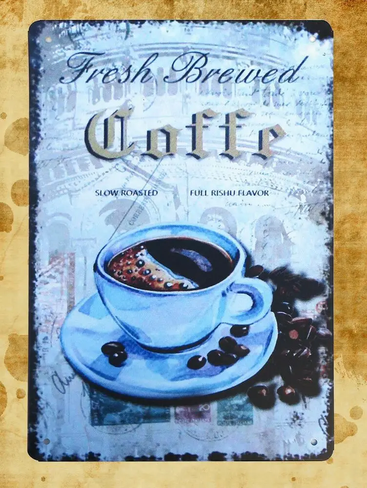 Недорогой металлический настенный искусство свежий заваренный кофе кухонный