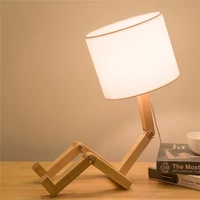 modern minimalist table lamp nordic creative personality cartoon cute warm folding small table lamp solid wood bedroom bedside