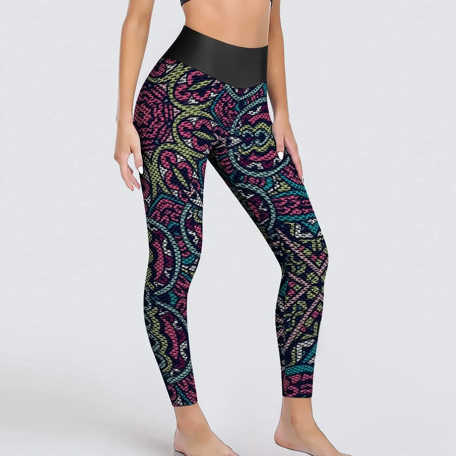 Bohemia Print Leggings Pink Purple Mandala Gym Yoga Pants Women High Waist Novelty Leggins Sexy Quick-Dry Pattern Sports Tights