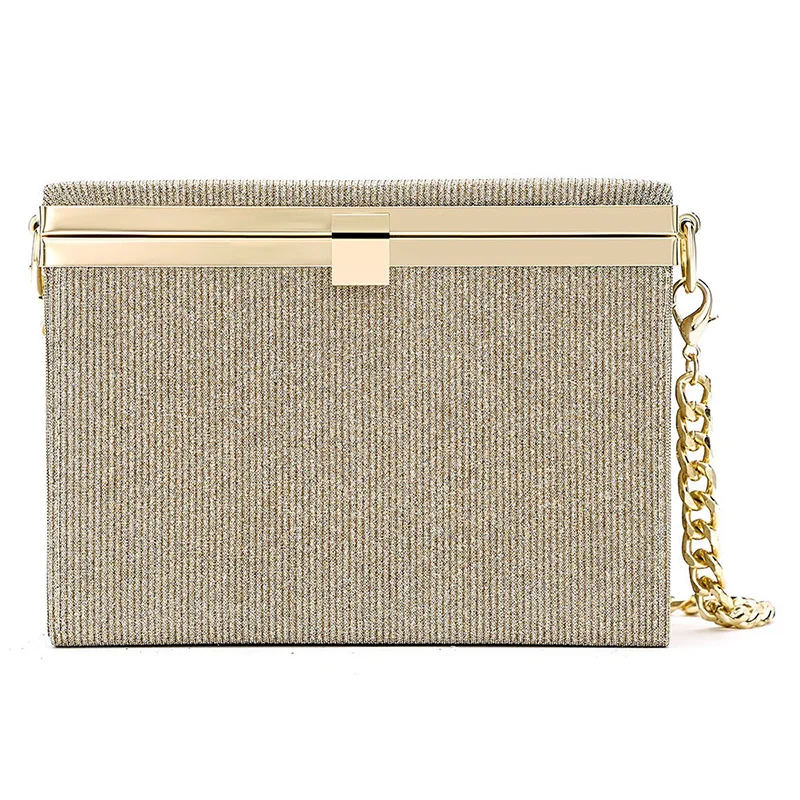 

Luxury Solid Color Evening Bag Lady Wedding Party One Shoulder Bags New Fashion Party Handbag Shiny Gold Silver Purse Bag XA41H