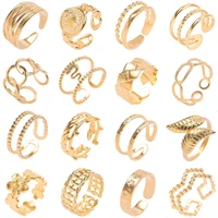 2022 gold color open ring stainless steel rings for women men geometric leaf snake anillos acero inoxidable mujer wedding gifts