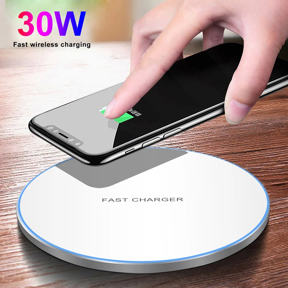 

30W Wireless Charger For iPhone 14 13 12 11 Pro XS Max Mini X XR 8 Induction Fast Wireless Charging Pad For Samsung S23 S22 S21