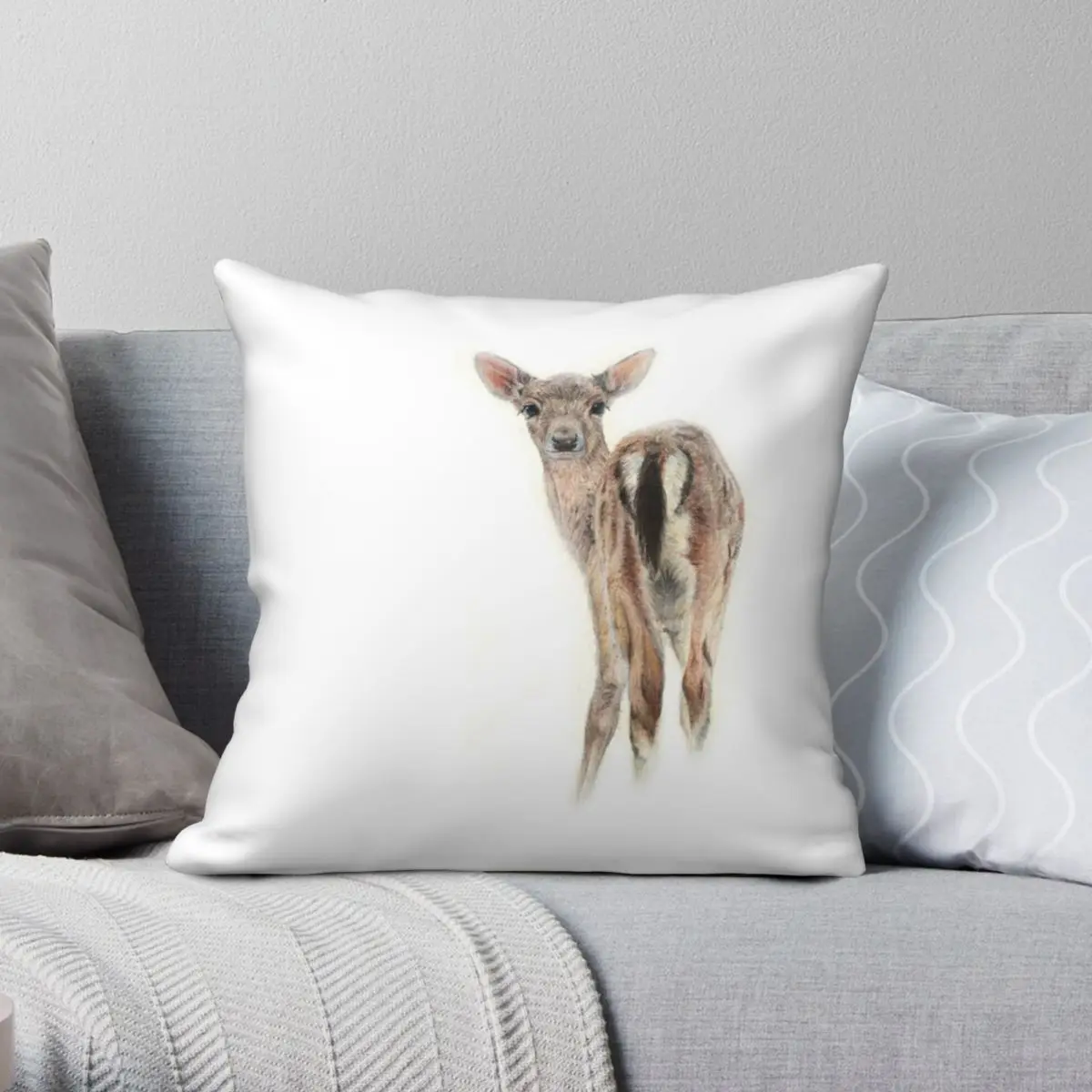 

Little Fawn Square Pillowcase Polyester Linen Velvet Printed Zip Decorative Home Cushion Cover Wholesale 45x45