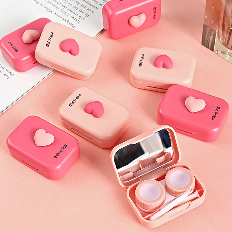 

1PC Lovely Travel Kit Pocket Mini Contact Lens Case Portable Mirror Companion Box Easy Carry Lenses Box Eye Care Container