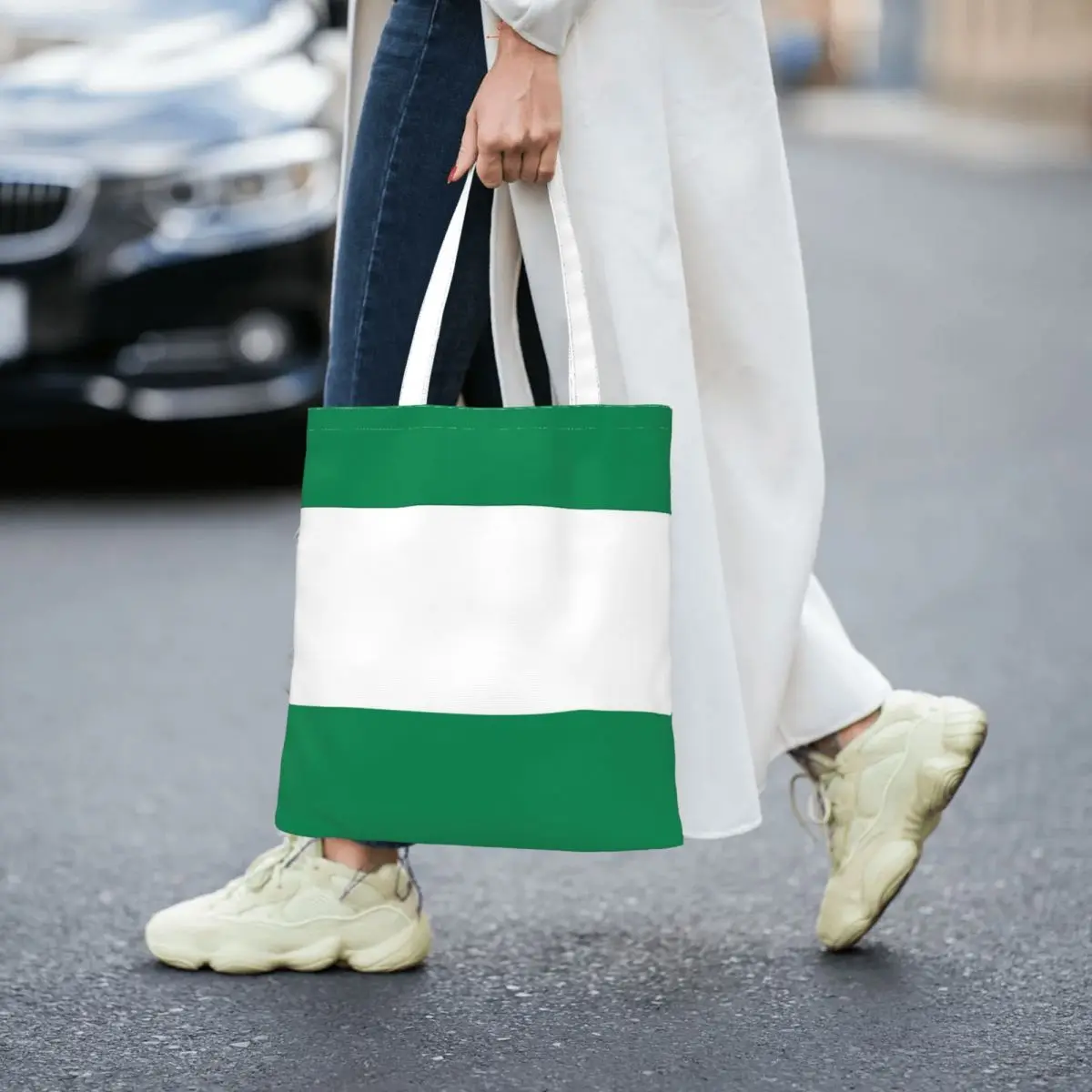 Nigerian Flag Pet Dog Bandana Women Canvas Handbag Large Capacity Shopper Bag Tote Bag withSmall Shoulder Bag