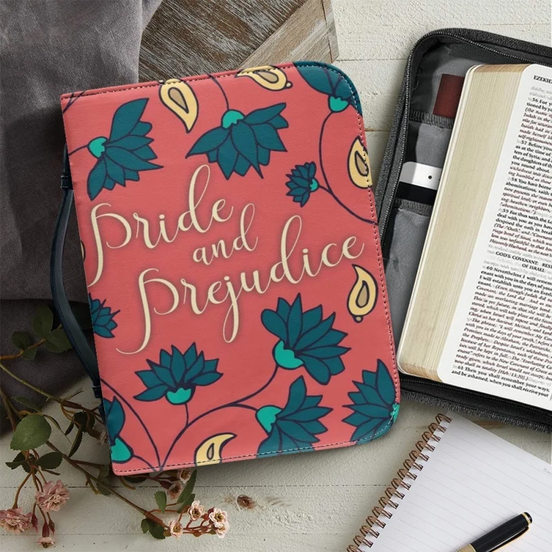 

2023 Selling Crazy Luxury PU Leather Bible Cover Case Handbag For Women Study Book Holy Boxes Zippered Handle Paquete Bíblico