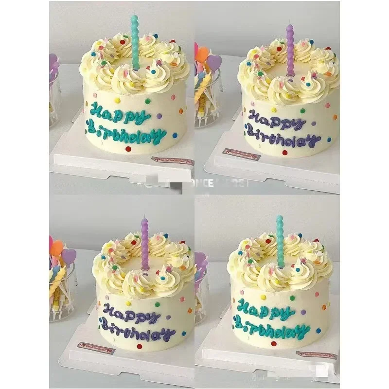 6 шт. разноцветные свечи на день рождения с подставкой