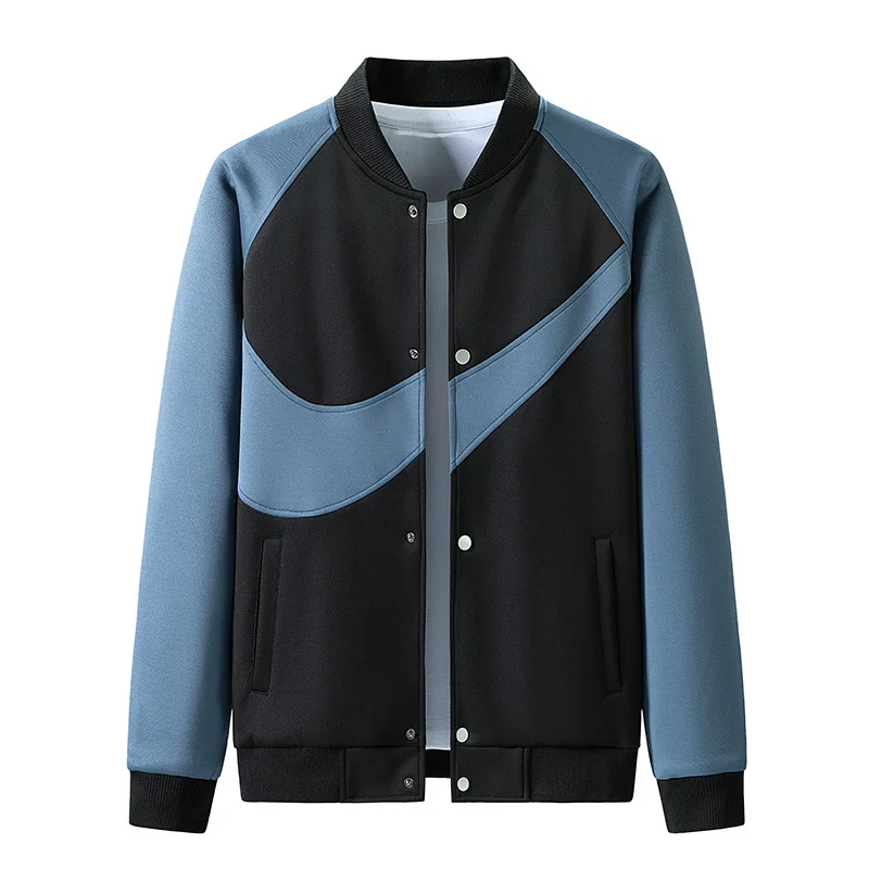 

Мужской однобортный свитер, повседневная спортивная куртка в стиле пэчворк, с воротником-стойкой, бейсбольная форма, Новинка для весны и ле...