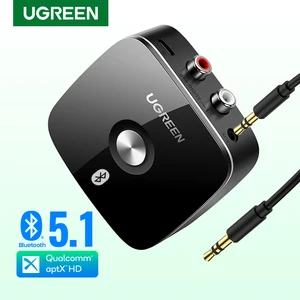 UGREEN Bluetooth RCA Receiver 5.1 aptX HD 3.5mm Jack Aux Wireless Adapter Music for TV Car 2RCA Blue