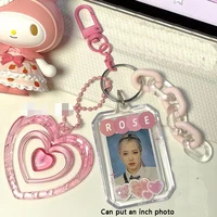 ins 1 inch inch photo transparent frame key holder kawaii backpack decorative pendant student idol photo keychain toy ornament