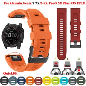 22 26mm Quickfit Watchband Straps For Garmin Fenix 6X 7X 5X 3 3HR Silicone Wristband Fenix6 7 5 Plus 935 945 Bracelet Smartwatch