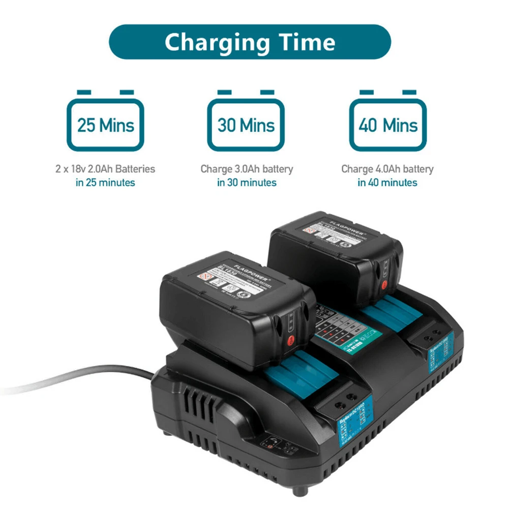 

4A/6A/9A Car Battery Charger 14.4V 18V Smart Automatic Battery Charger DC18RD Double Charging Charger for Makita Electric Tool