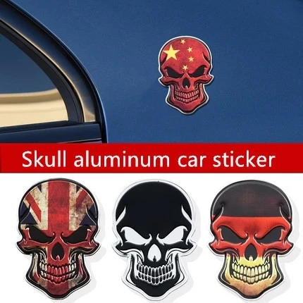 

Car Styling 3D Aluminum Germany Italy UK France USA National Flag Punisher Skull Emblem Badge Auto Body Trunk Decoration Sticker