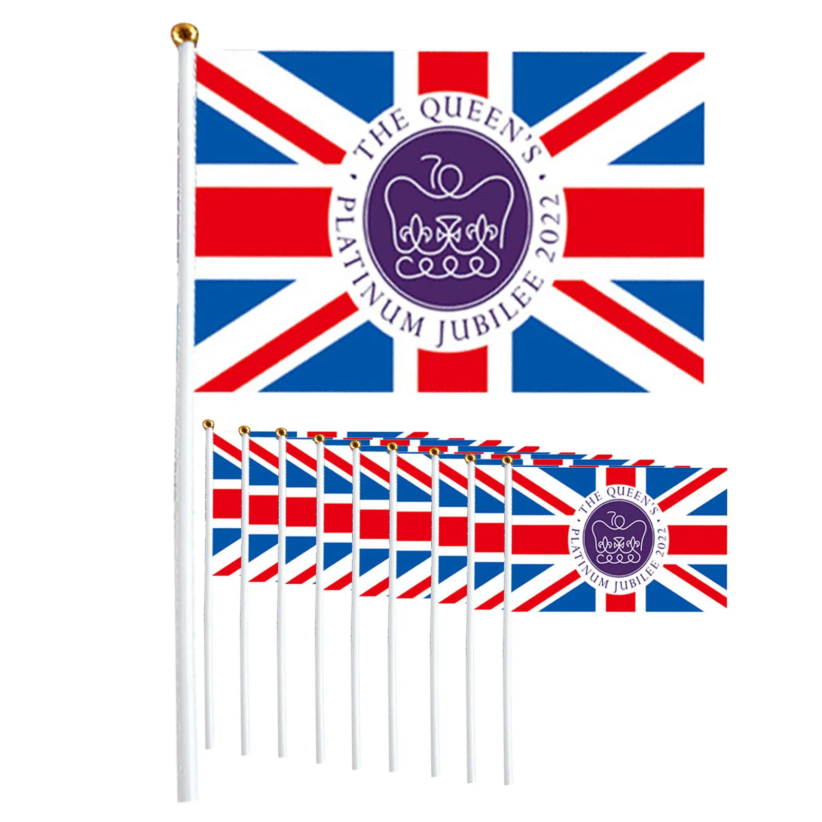 

Queens Platinums Jubilee Flags Union Jack Hand Waving Flag Featuring Her Majesty The Queen 70th Anniversary British Decoration