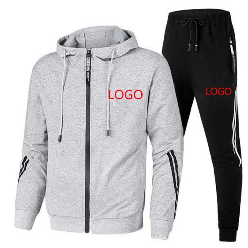 Spring Autumn Men's Striped Tracksuit Suit Zipper Fashion Sweatshirts and Sweatpants Set Male Sportswear Jogging Sportswear Suit