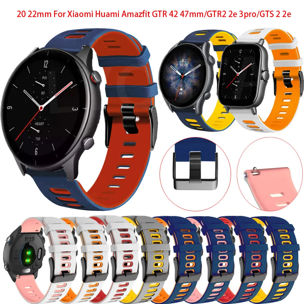 

Ремешок силиконовый для Amazfit GTS 2/3/2e/GTS 2 Mini/GTR 3 Pro/2/2e/42 мм/47 мм, спортивный браслет для Amazfit bip u pro, 20 мм 22 мм