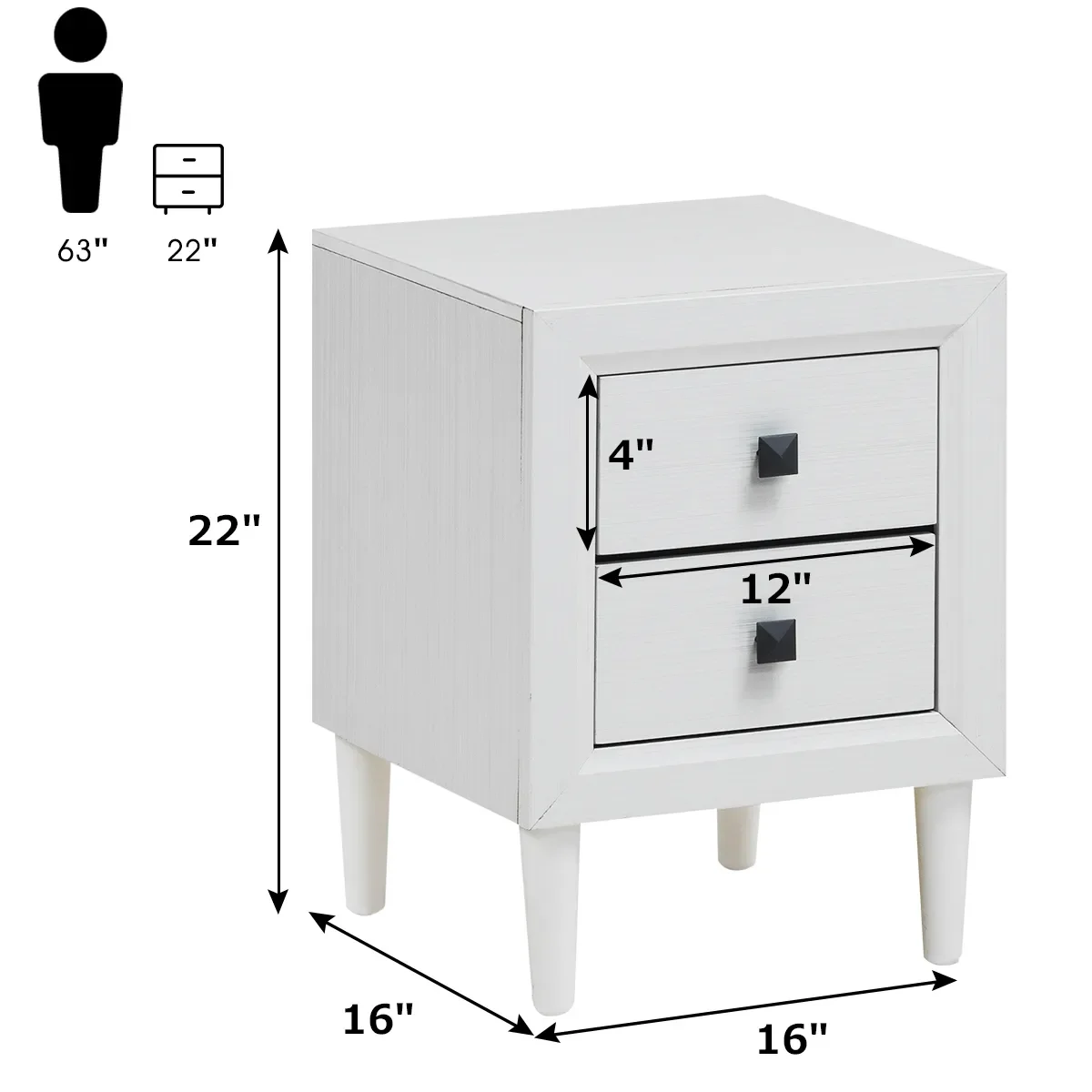 

2023 Costway Nightstand End Bedside Coffee Table Wooden Leg Storage Drawers HW61187 sofa living room sofas furniture Containers